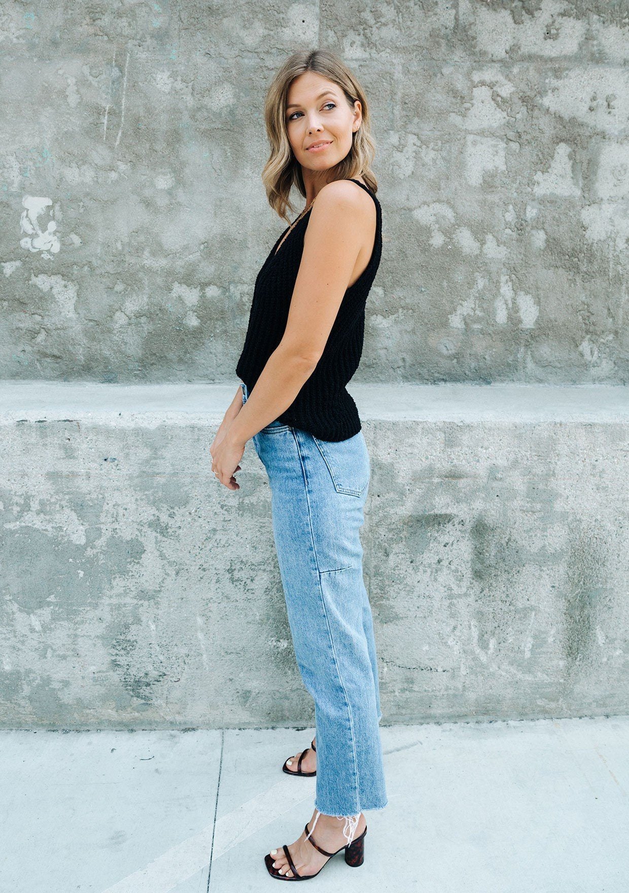 Rustic Ribbed Sweater Tank Top