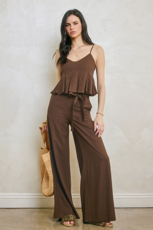 Zivah High Waist Wide Leg Pants Brown
