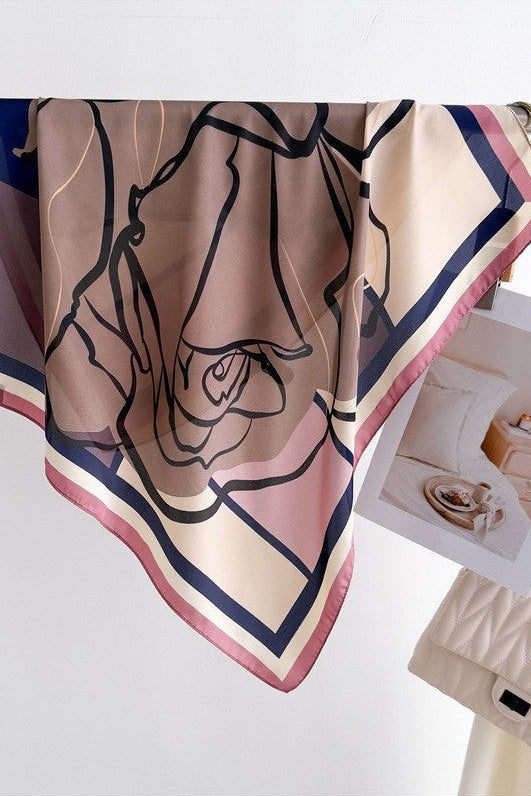 Poema Floral Print Square Dreamy Scarf Pink Blue