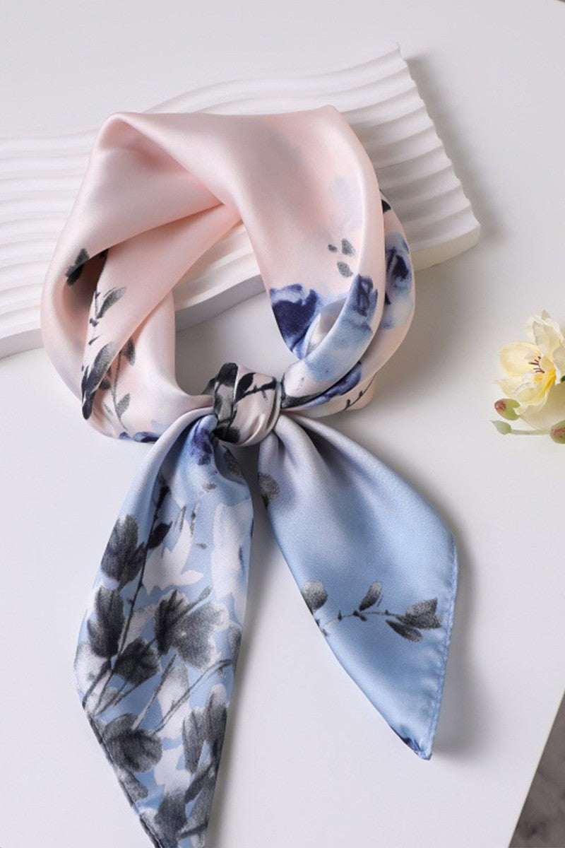 Novalie Floral Print Square Soft Touch Scarf Pink Blue