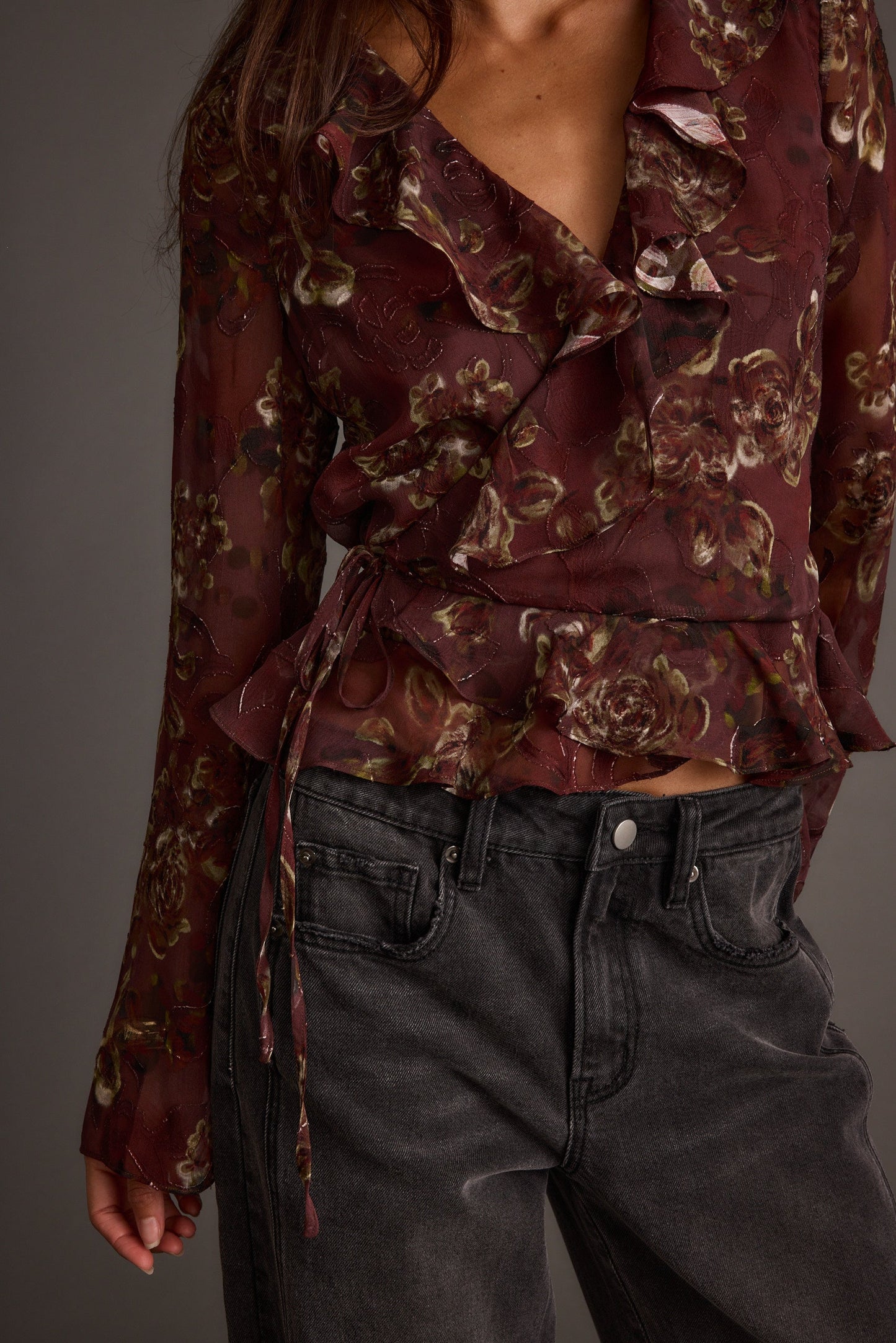 Dominique Plum Floral Blouse