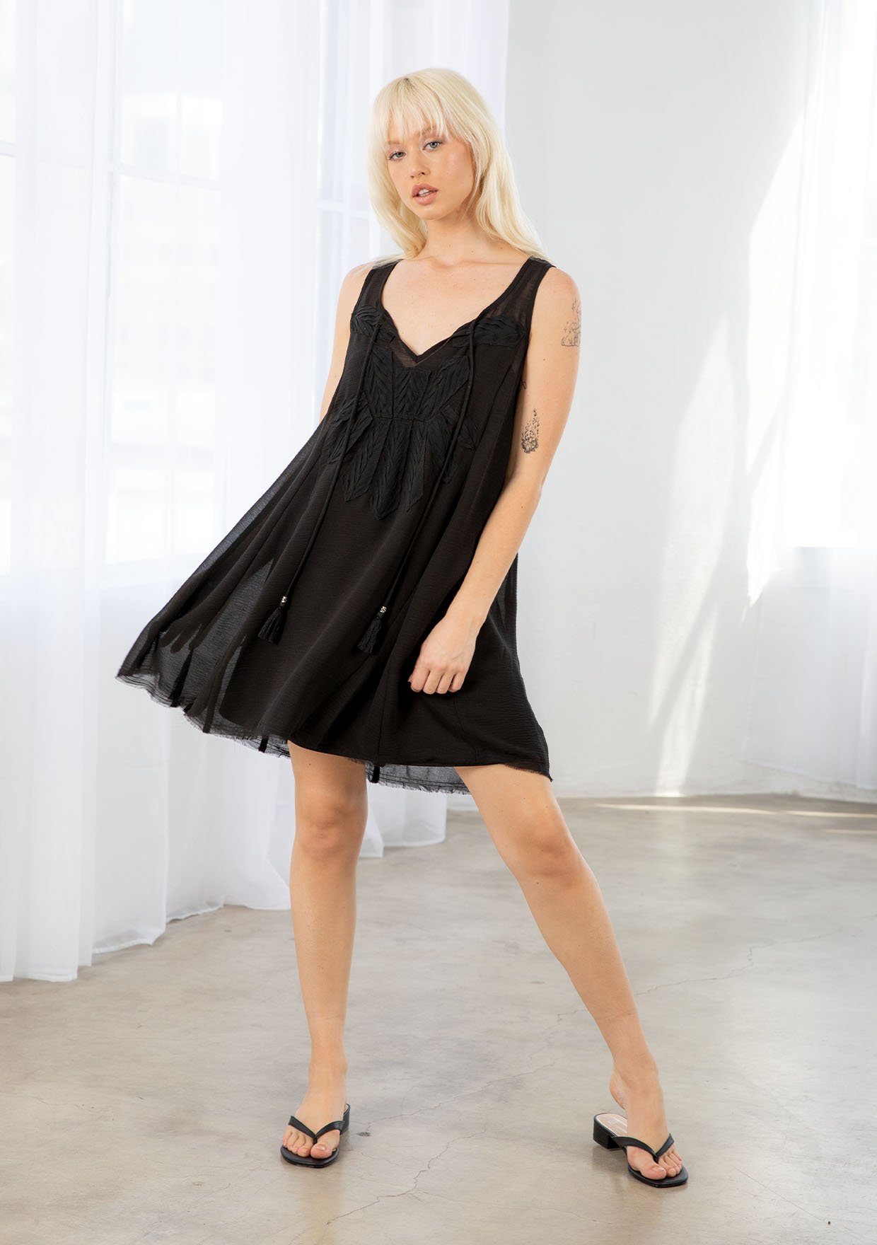 Daze Chiffon Applique Mini Dress