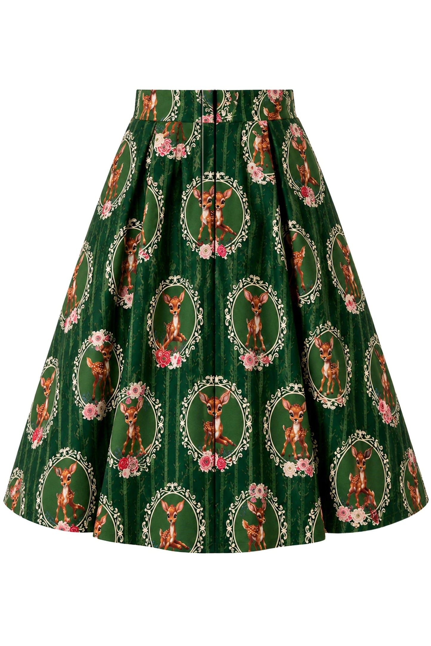Aisley Forest & Fawn Green Pleated Skirt