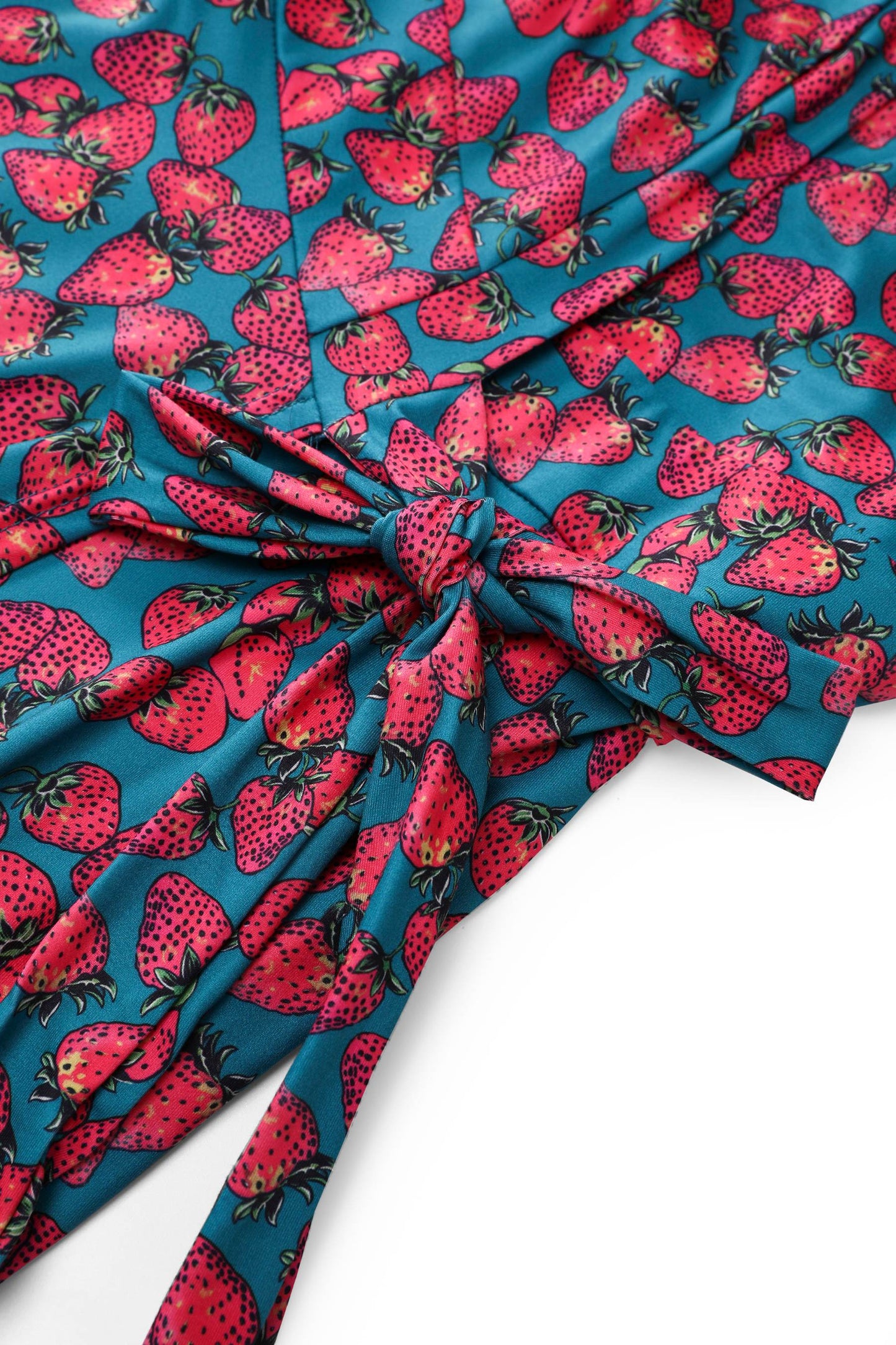 Matilda Strawberry Wrap Dress in Turquoise