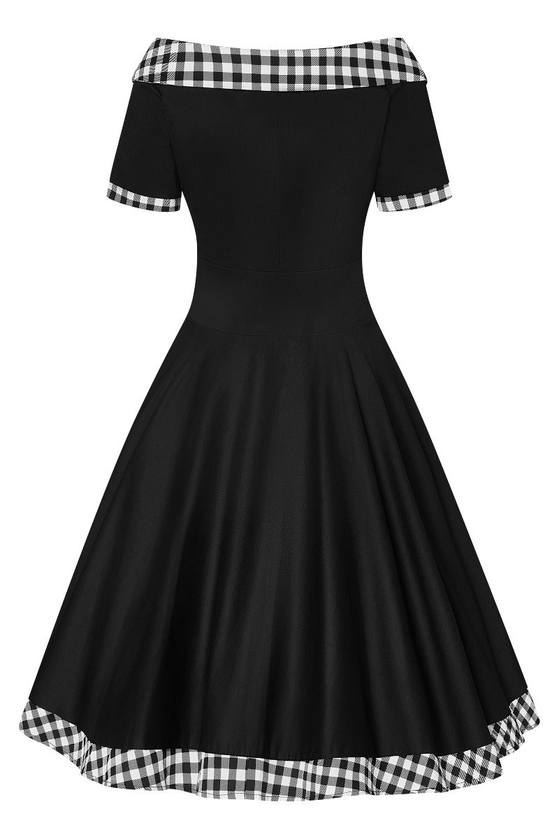 Darlene Retro Black Gingham Swing Dress