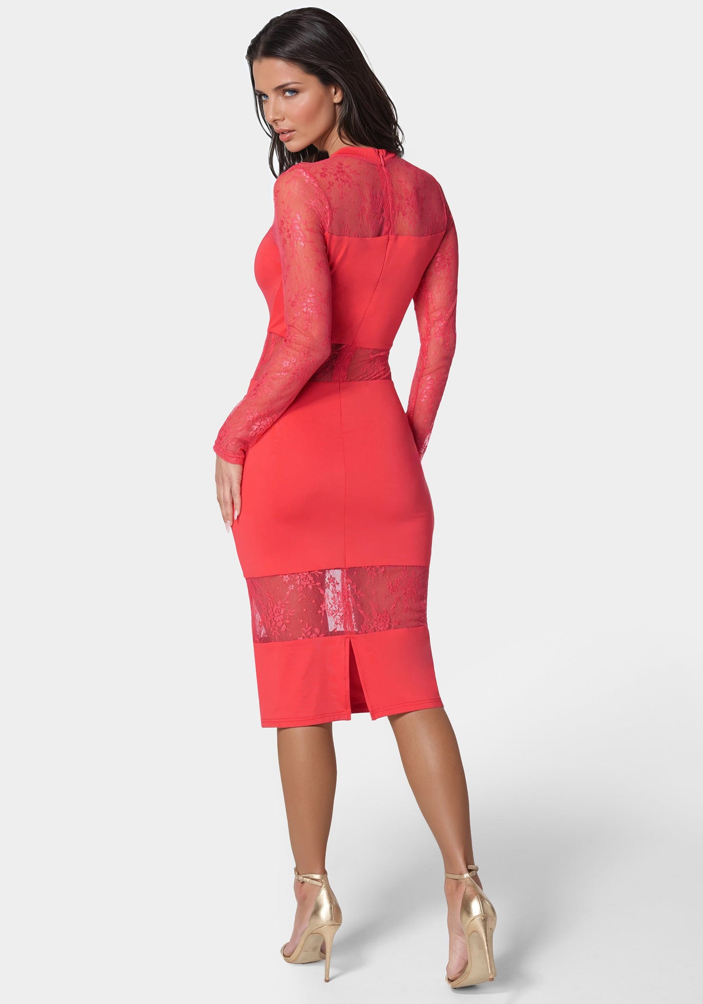 Multi Lace Inset Midi Dress