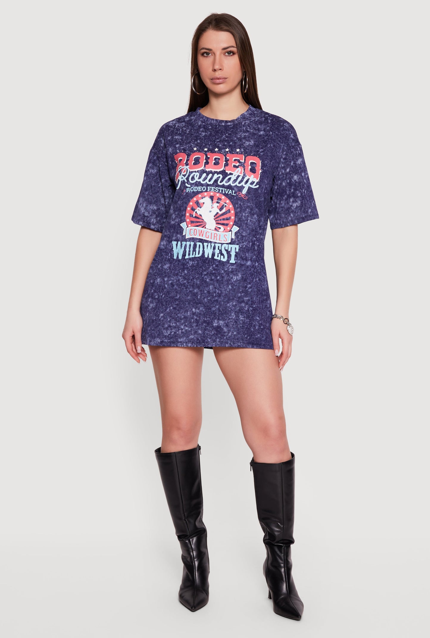 Acid Wash Graphic T-Shirt Dress