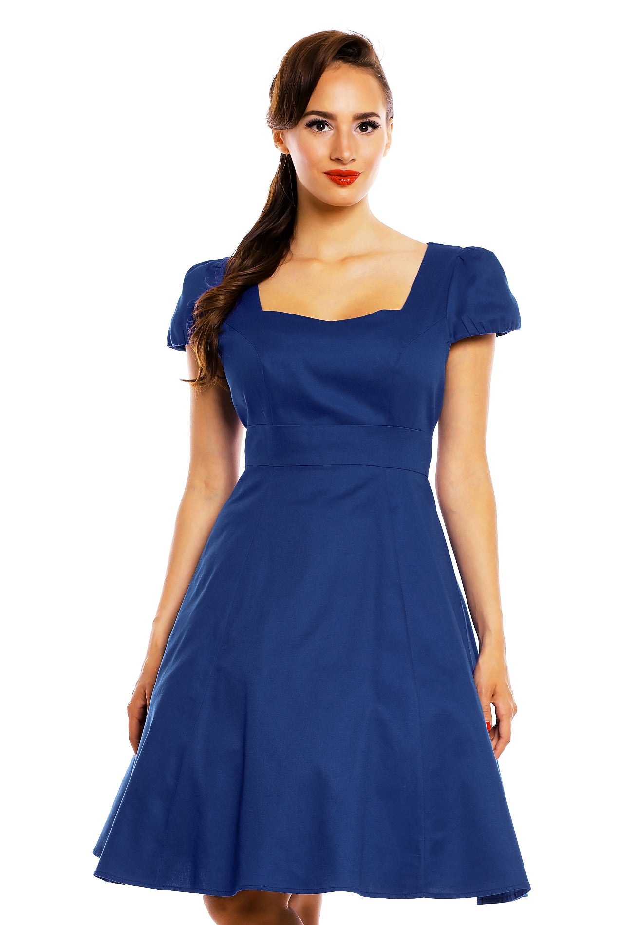 Claudia Flirty Fifties Style Dress in Blue