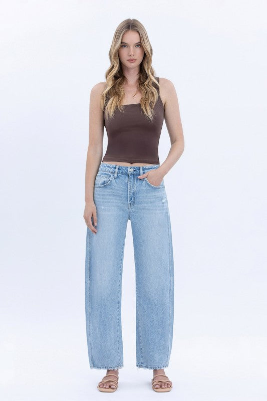 Estelle High Rise Cropped Barrel Jeans Light Wash
