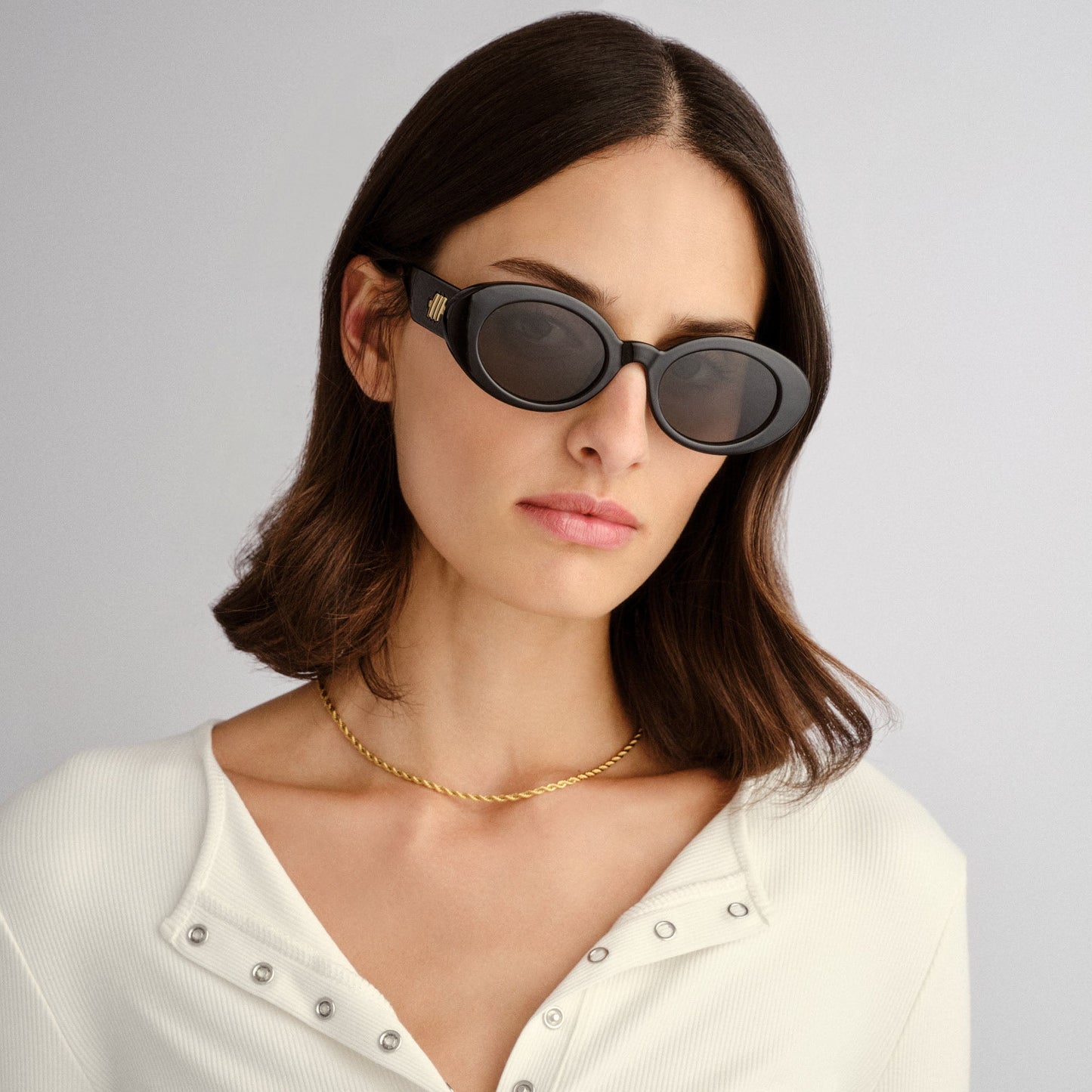 Le Specs Nouveau Black Oval Sunglasses