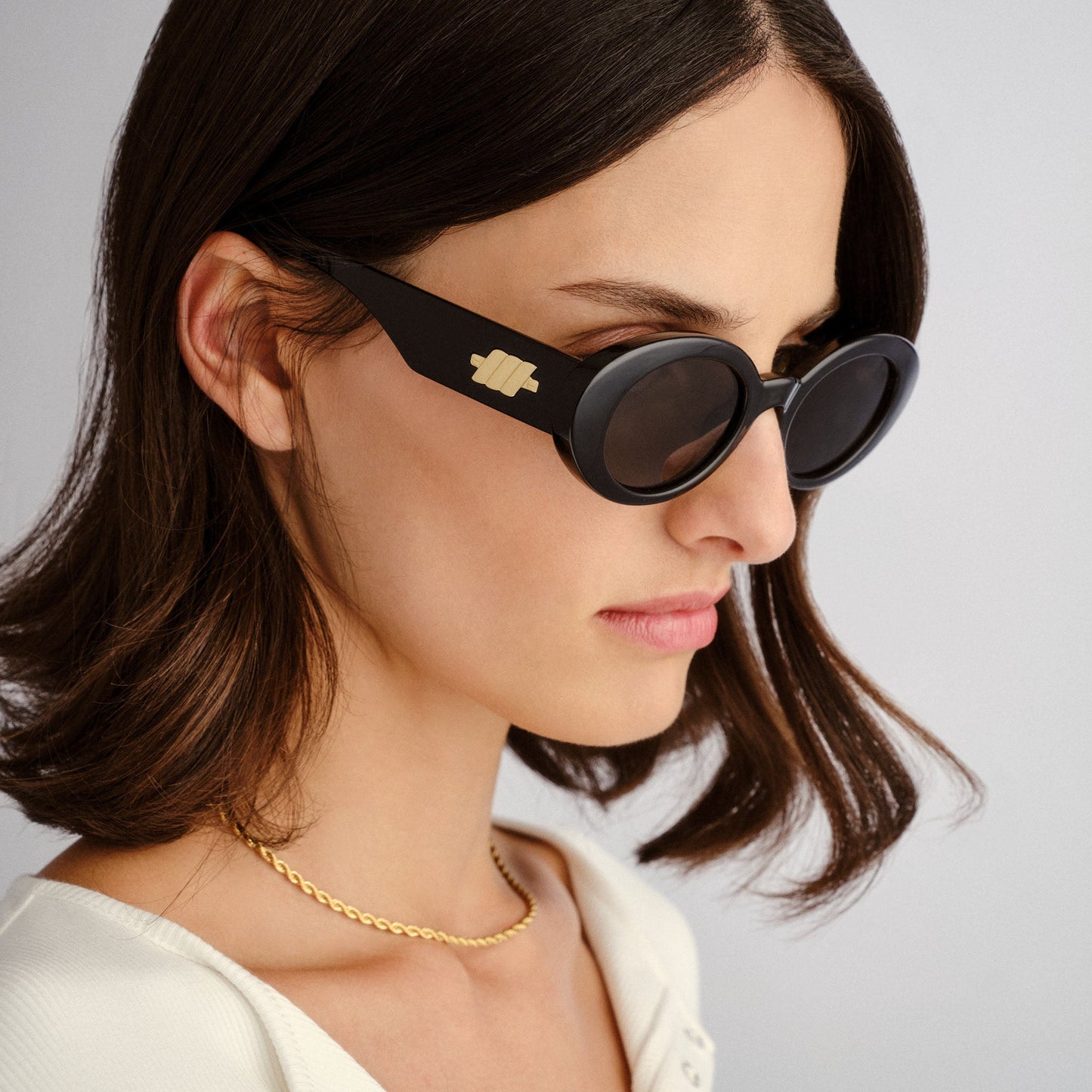 Le Specs Nouveau Black Oval Sunglasses