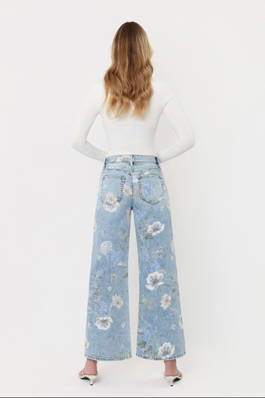 Waitlist 8/1 • Bellamy High Rise Vintage Floral Wide Leg Jeans Light Wash