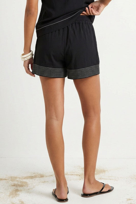 Delilah High Waist Contrast Stitch Shorts Black