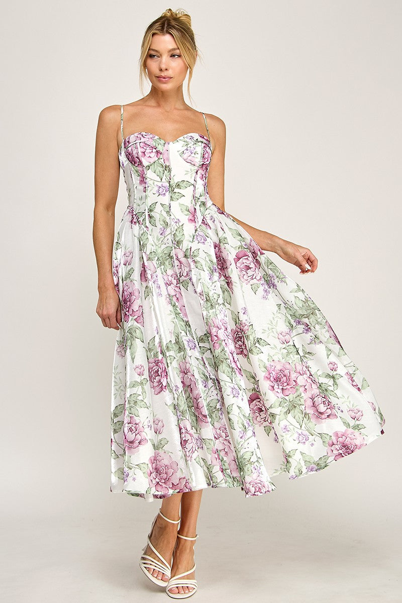 Waitlist 7/25 • Rumi Sleeveless Dreamy Floral Print Midi Dress Mauve