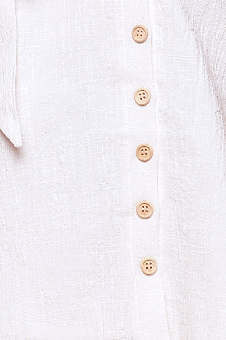Dara Button Accent Dress White