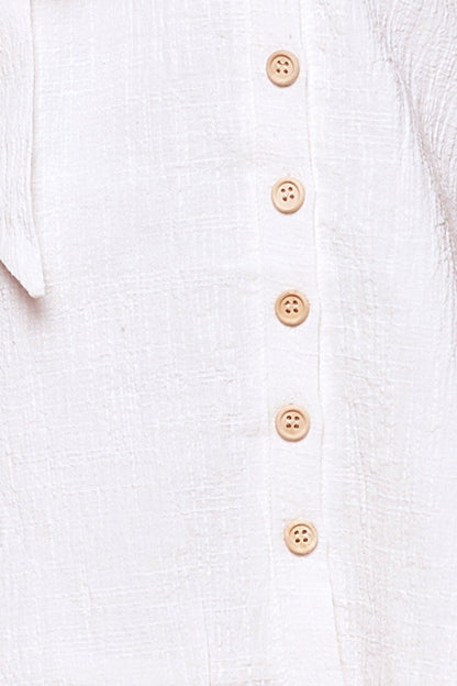 Dara Button Accent Dress White