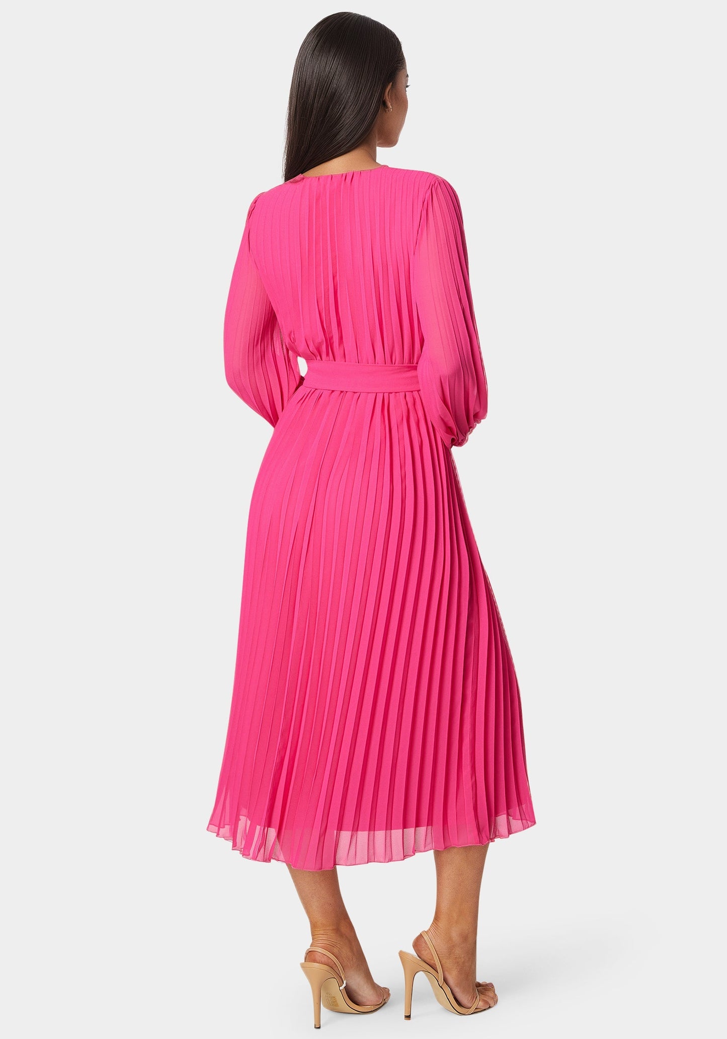 Pleated Gown With Long Sleeves
