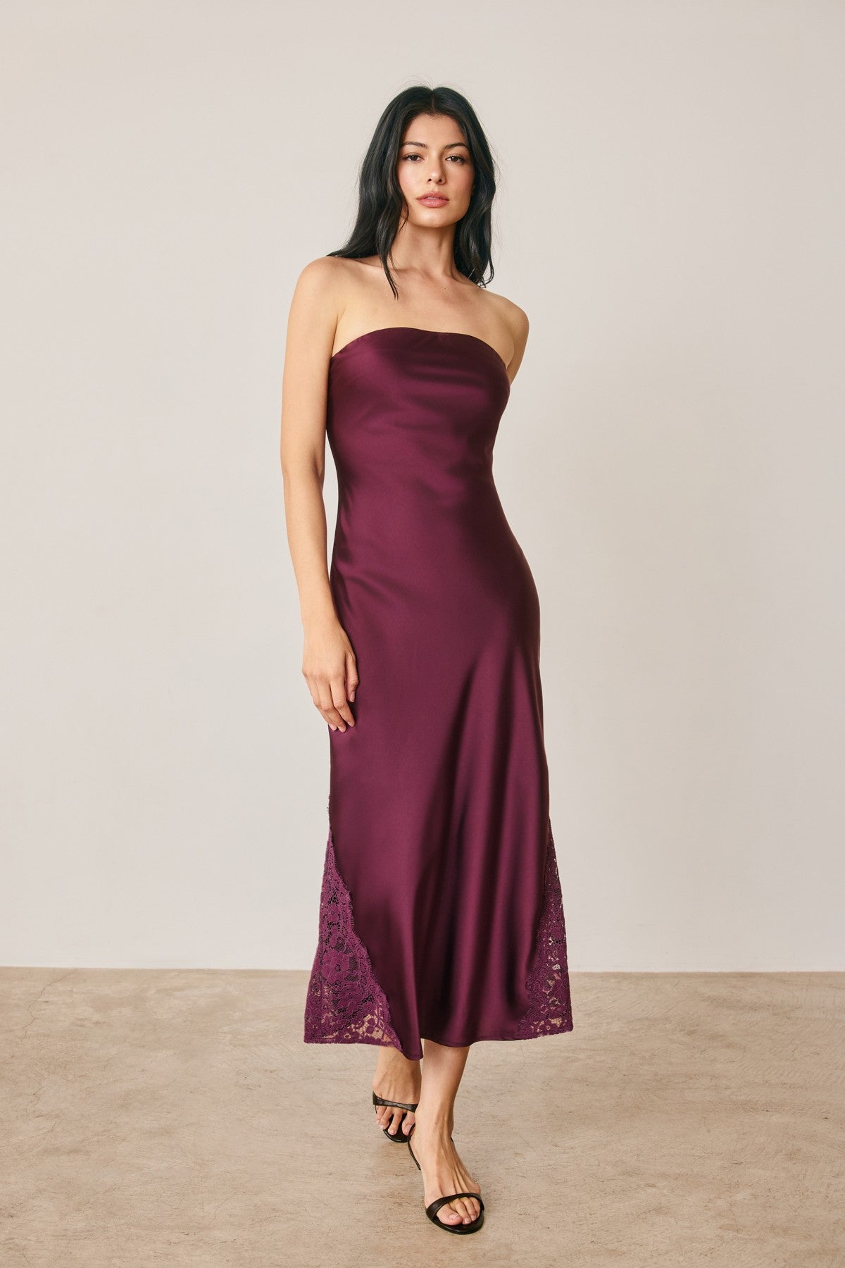 Waitlist 8/15 • Dorian Sleeveless Delicate Lace Midi Dress Burgundy