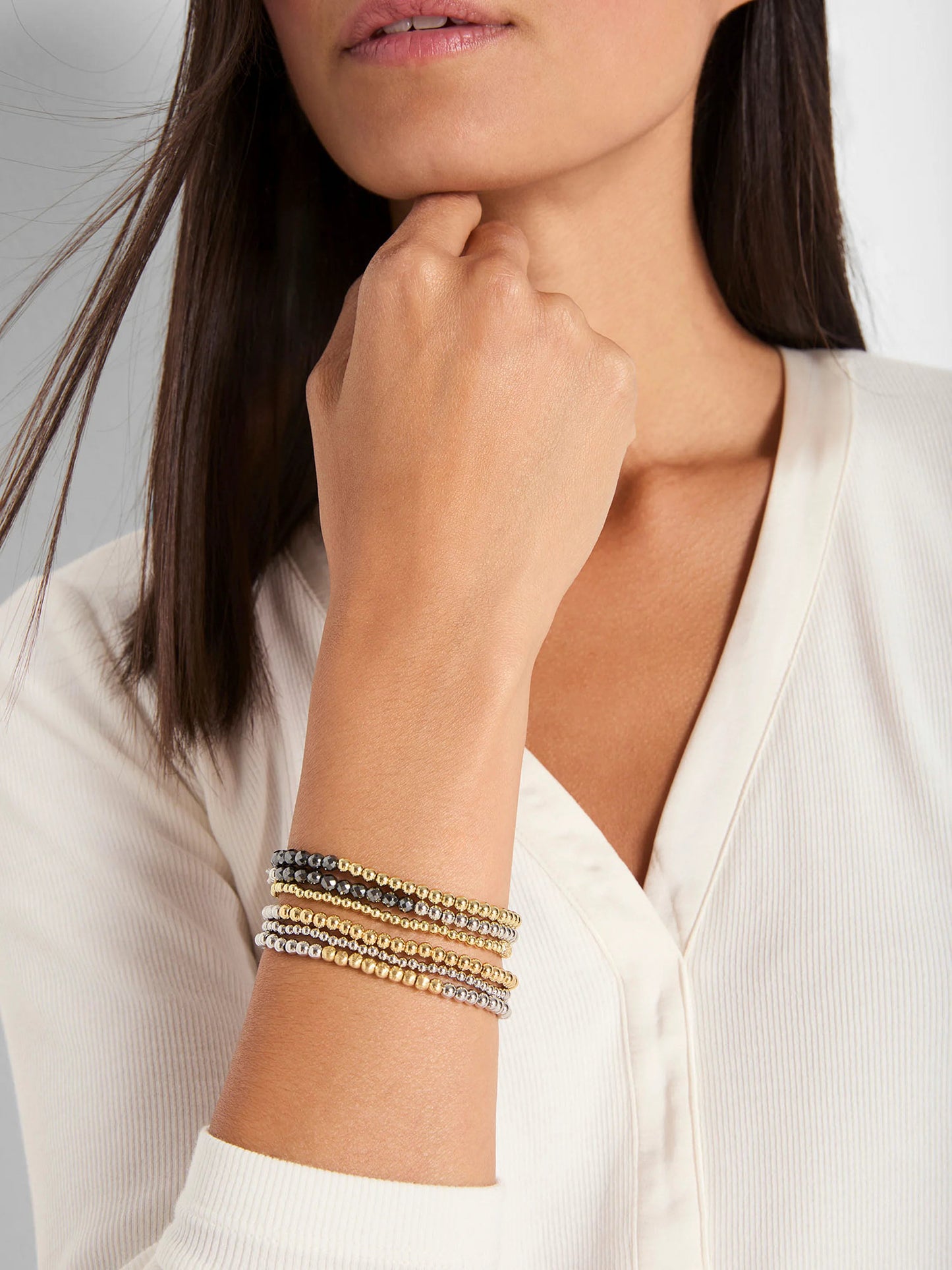 Marlyn Schiff Gold Bracelet Textured Beads
