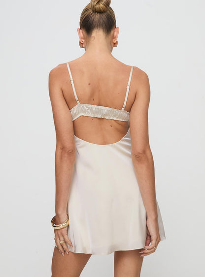 Decipher Satin Mini Dress Ivory