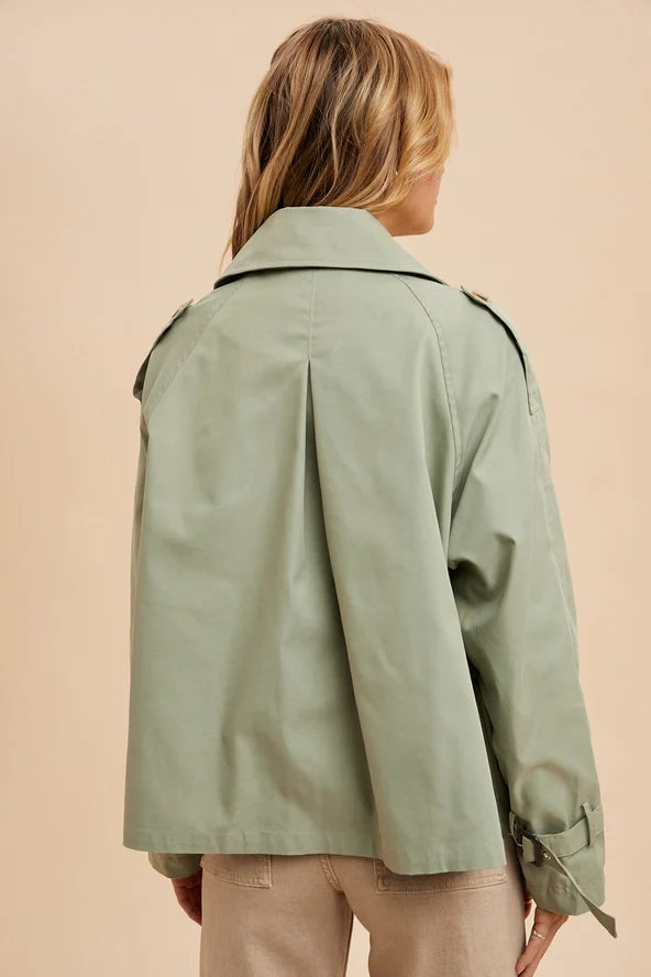 Brisa Long Sleeve Double Breasted Jacket Olive