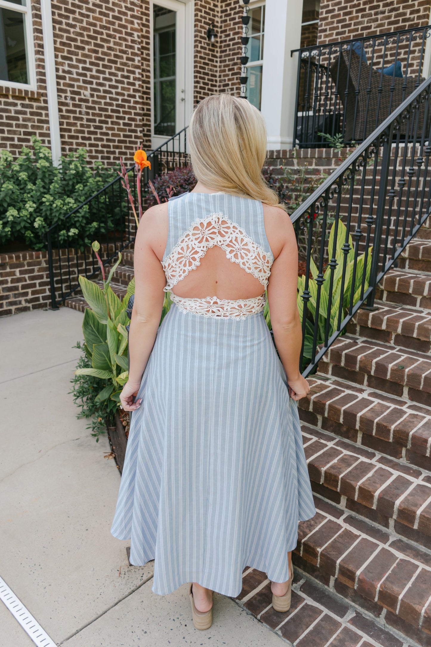 Marie Hollow Lace Midi Dress