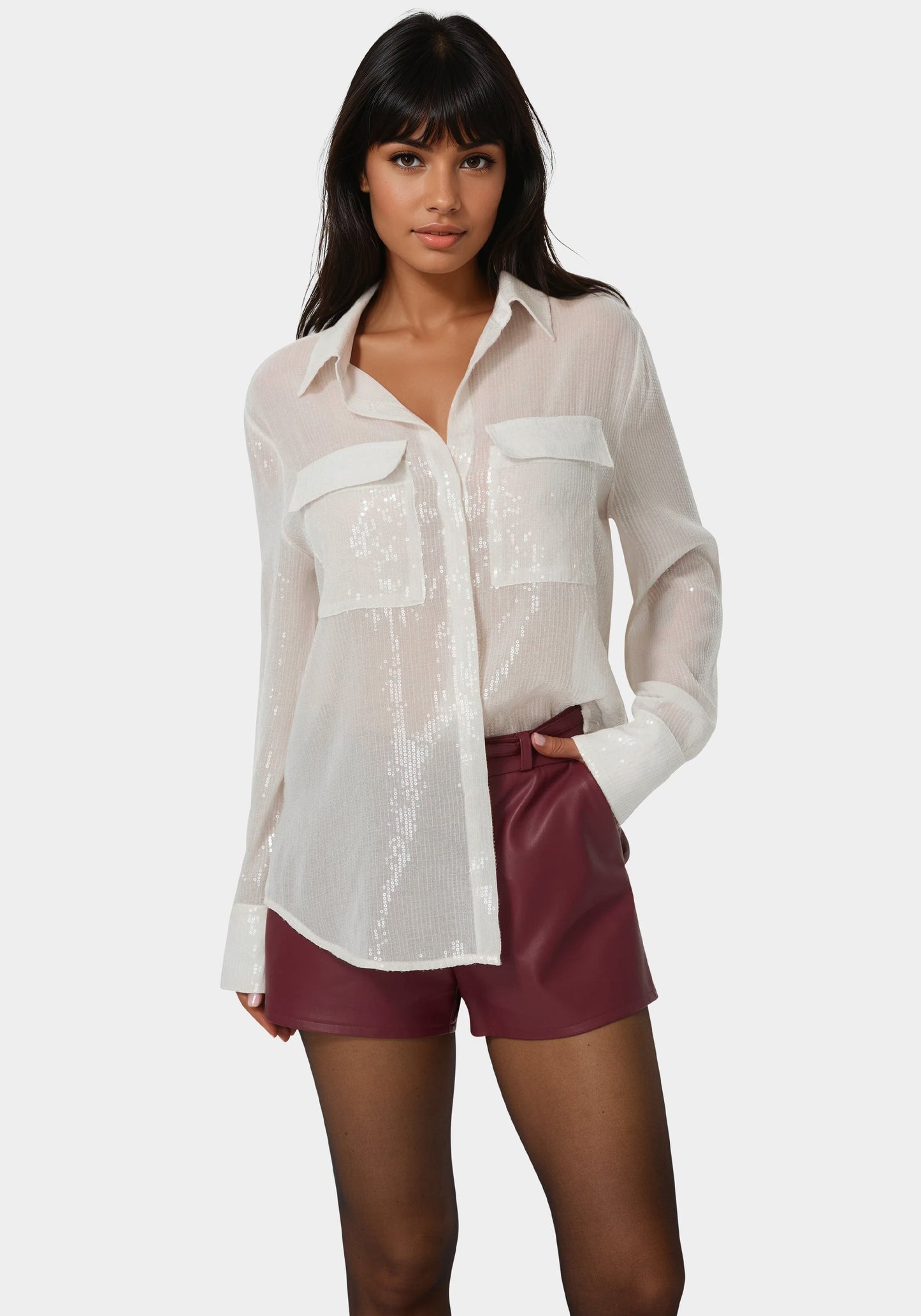 Sequin Long Sleeve Blouse
