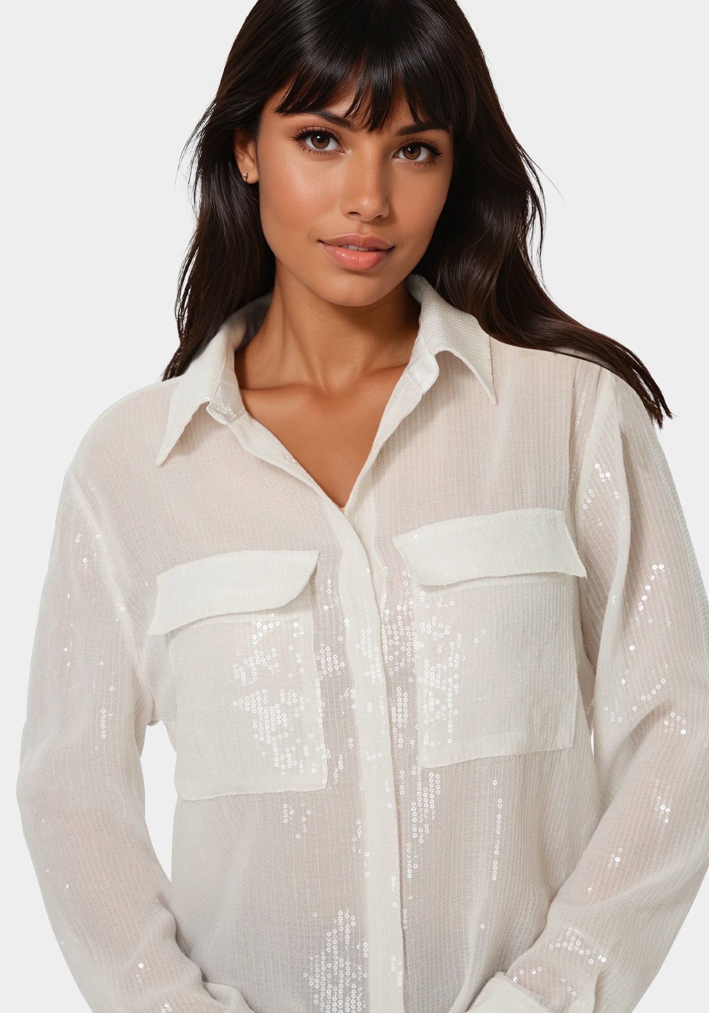 Sequin Long Sleeve Blouse