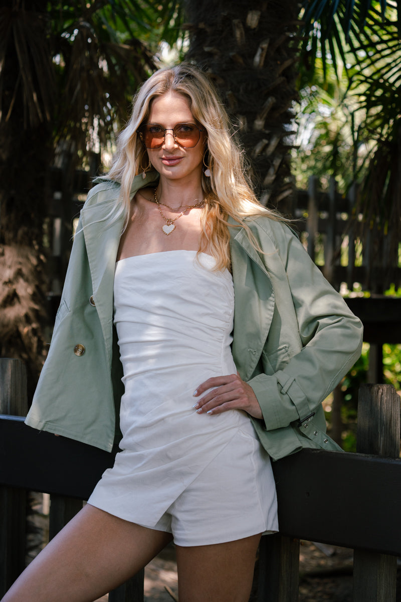 Brisa Long Sleeve Double Breasted Jacket Olive