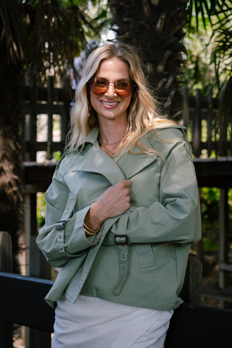Brisa Long Sleeve Double Breasted Jacket Olive