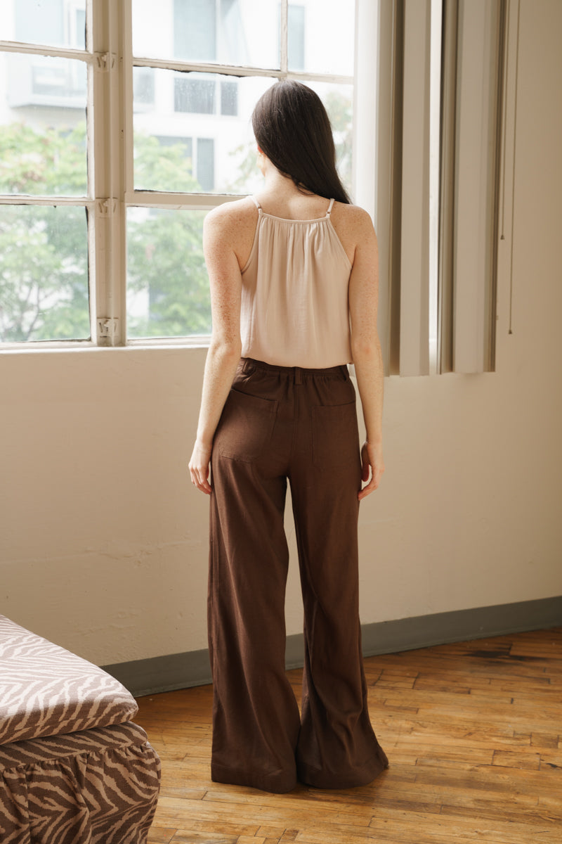 Zivah High Waist Wide Leg Pants Brown