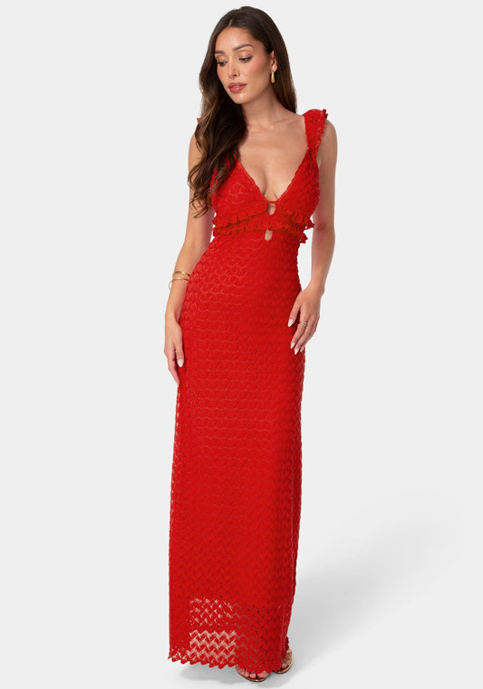 Lace Keyhole Maxi Dress