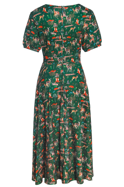 Julia Dark Green Woodland Sleeved Dress
