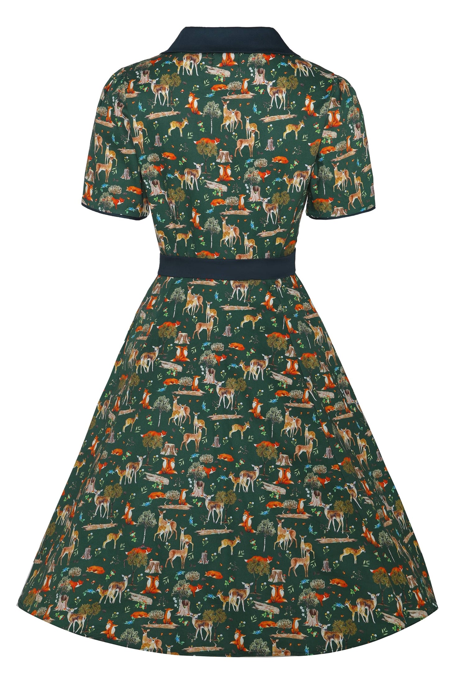 Penelope Dark Green Woodland Shirt Dress