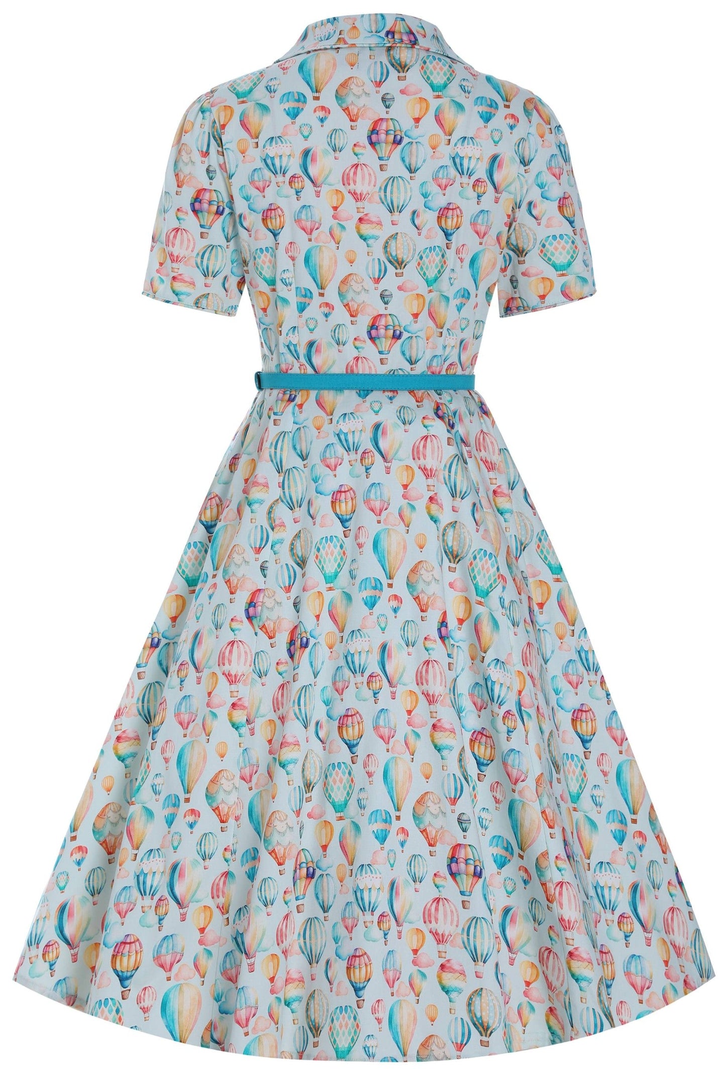 Penelope Hot Air Balloon Festival Shirt Dress In Light Blue