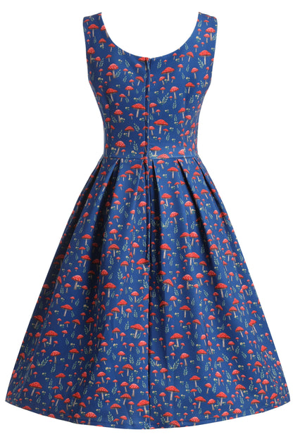 Amanda Mushroom Flared Dress In Blue