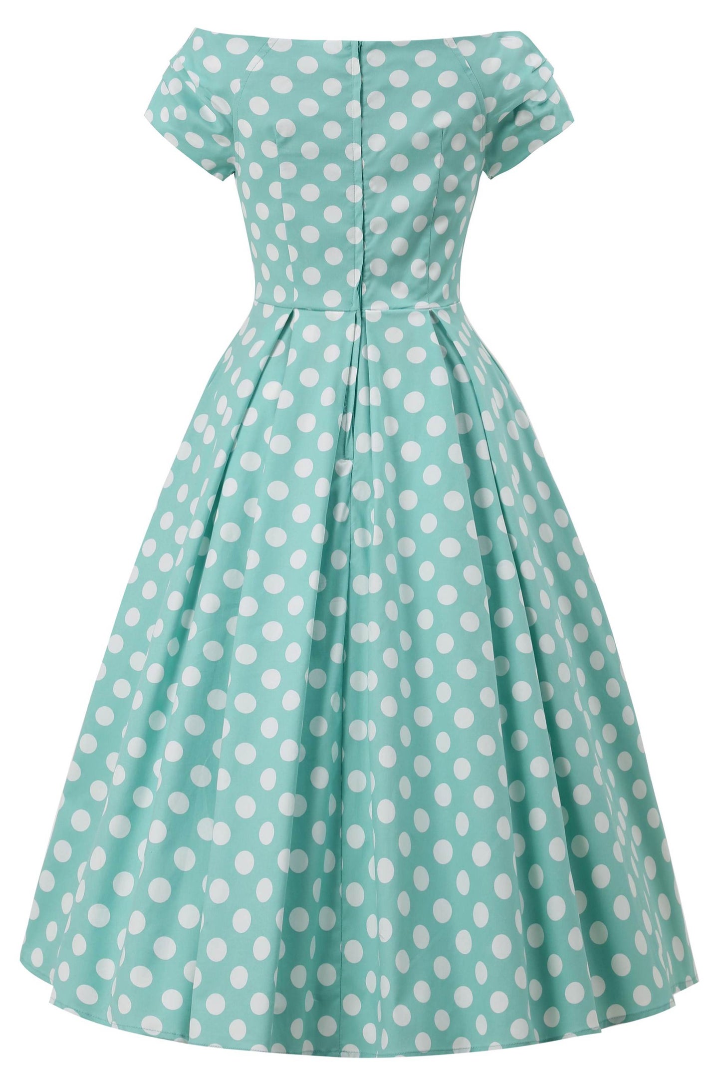 Lily Sage Polka Dot Off Shoulder Dress