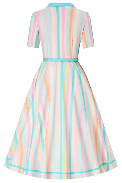 Mabel Striped Midi Shirt Dress In Blue & Pink