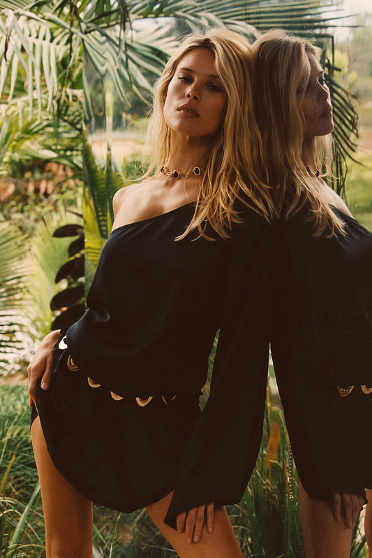 Calor Black Off Shoulder Mini Dress
