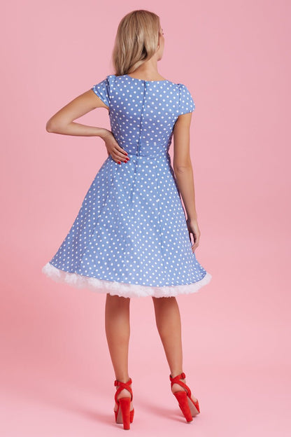 Claudia Lilac Purple/White Polka Dot Swing Dress