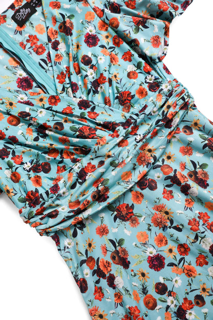Donna Light Blue Carnation Tea Dress