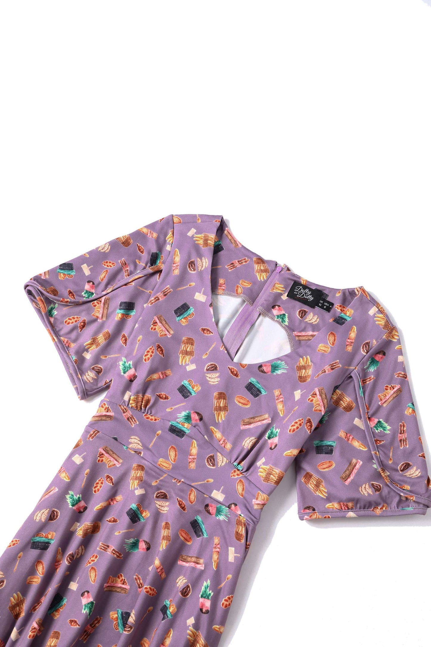 Janice Tea Dress In Purple Pastry Print