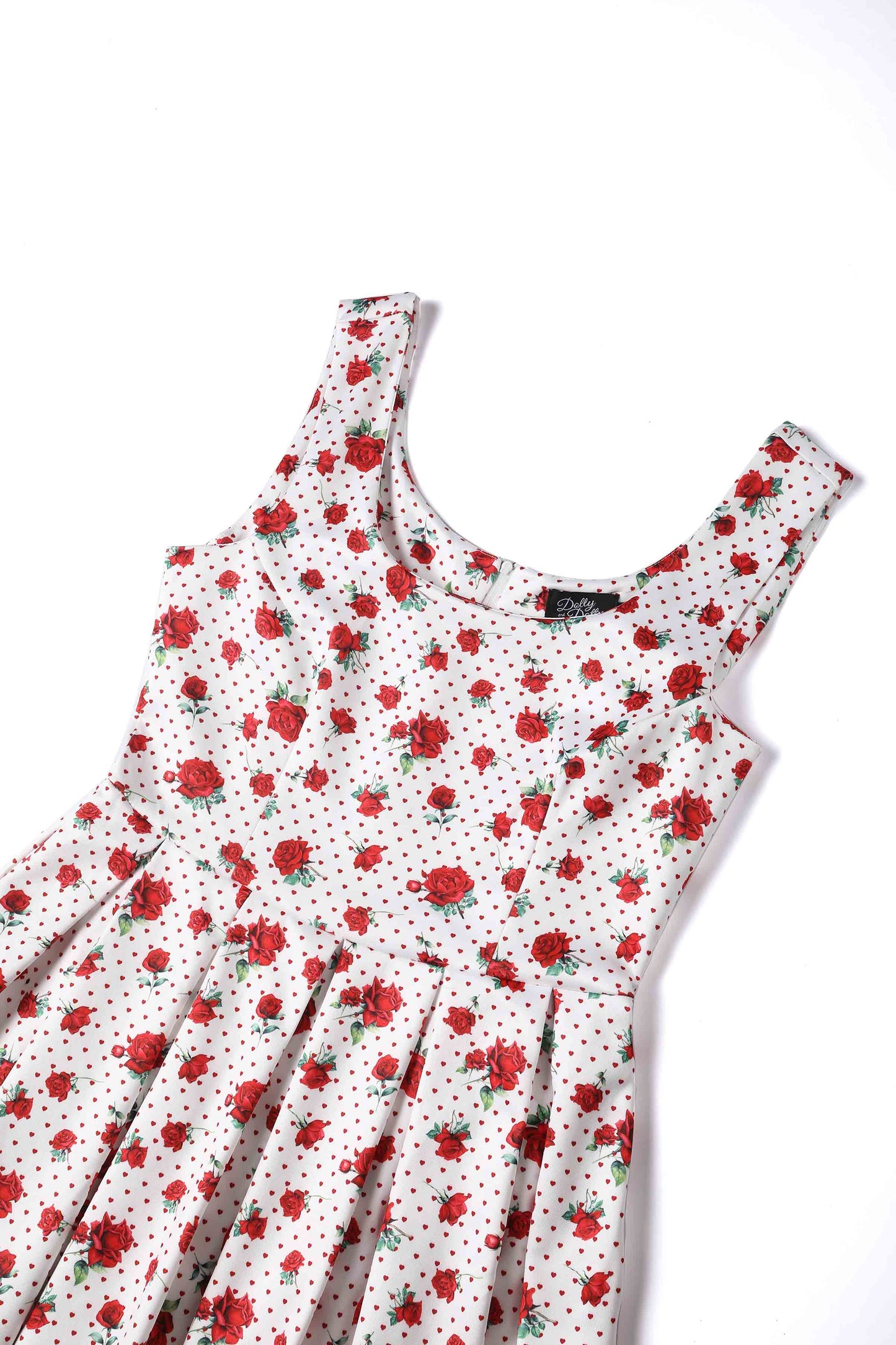 Amanda Retro Red Hearts & Roses Swing Dress