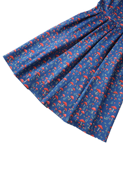 Amanda Mushroom Flared Dress In Blue