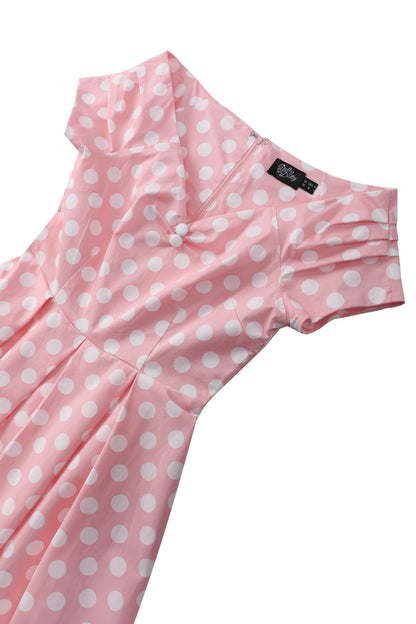 Lily Light Pink Polka Dot Off Shoulder Dress