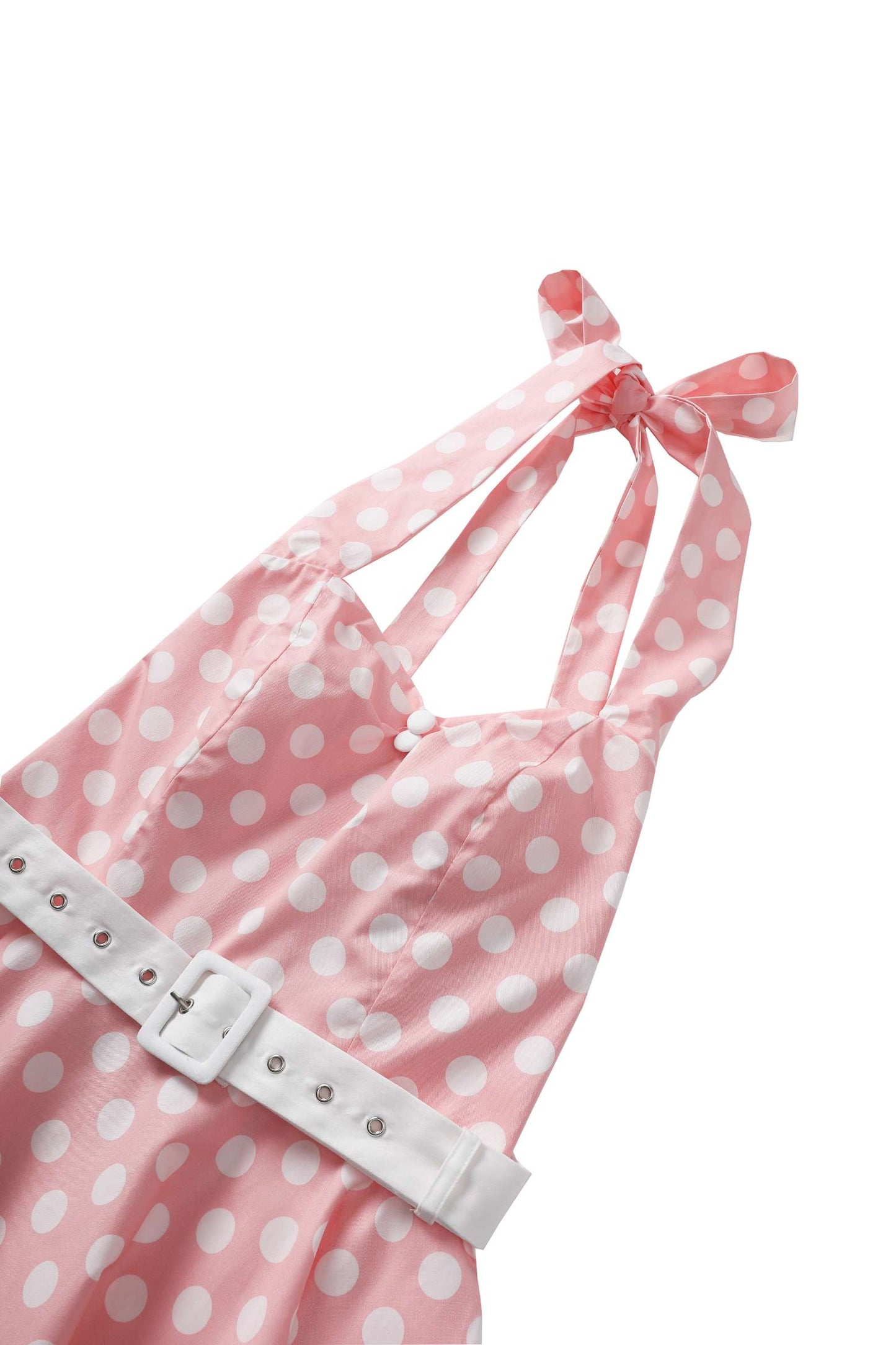 Daisy Light Pink Polka Dot Halter Dress