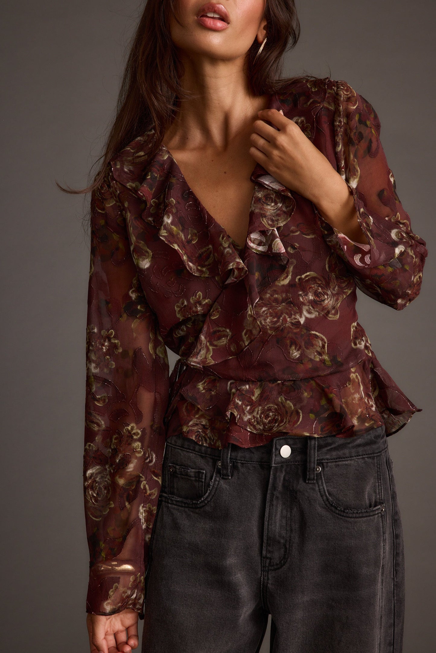 Dominique Plum Floral Blouse