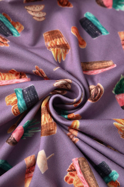 Janice Tea Dress In Purple Pastry Print