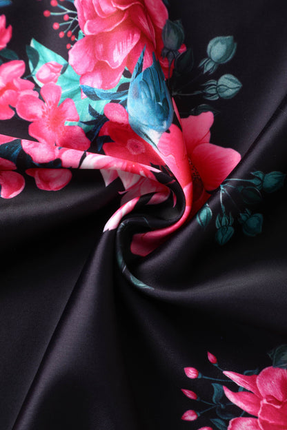Grace Black Floral Pleated Bust Dress