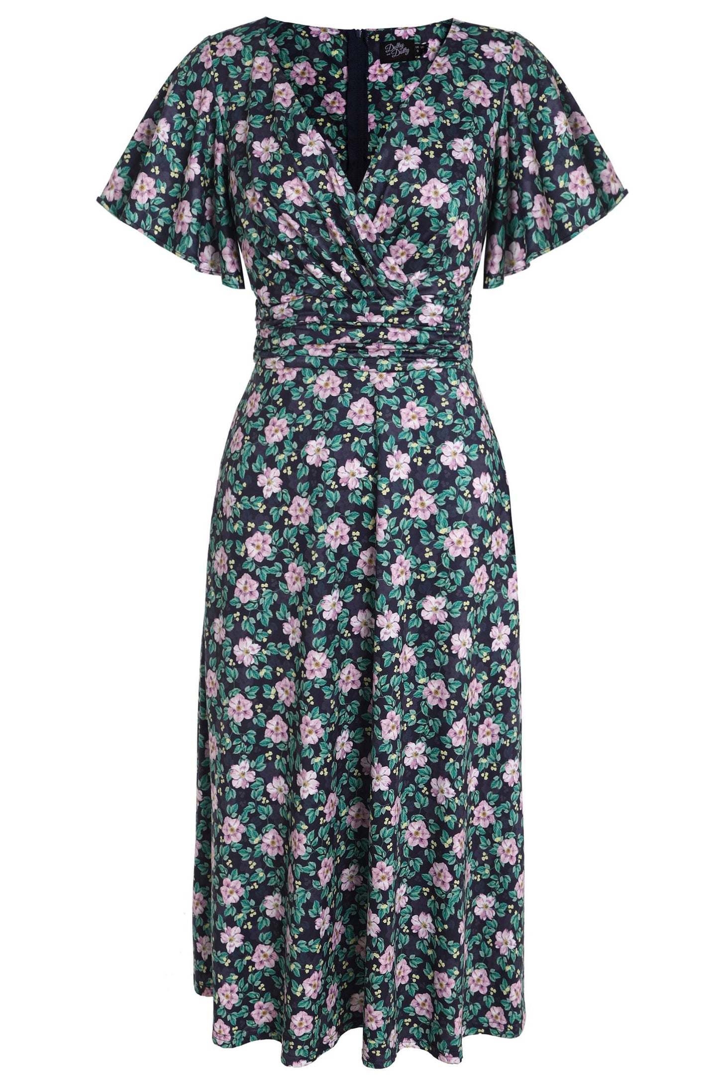 Donna Purple Floral Crossover Bust Dress